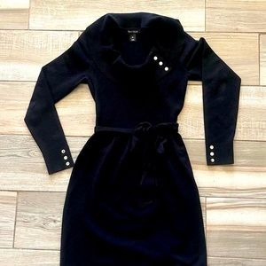 White House Black Market Belted Sweater Dress with silver button details